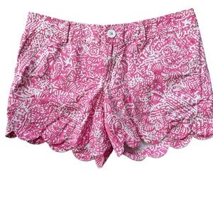 Lilly Pulitzer Size 4 Shorts Buttercup Cotton Scallop Hem, Get Cracking Pattern